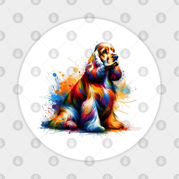 Vibrant Splash Art of an English Cocker Spaniel Magnet by ArtRUs